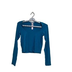 Victoria's Secret  long-sleeve‎ scoop neck turquoise women's crop top size S